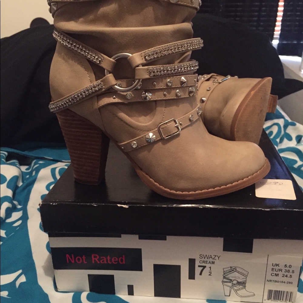 Cream Stud Booties - image 5